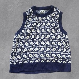 Future Collective Reese Blutstein sweater vest blue with white flowers Size L